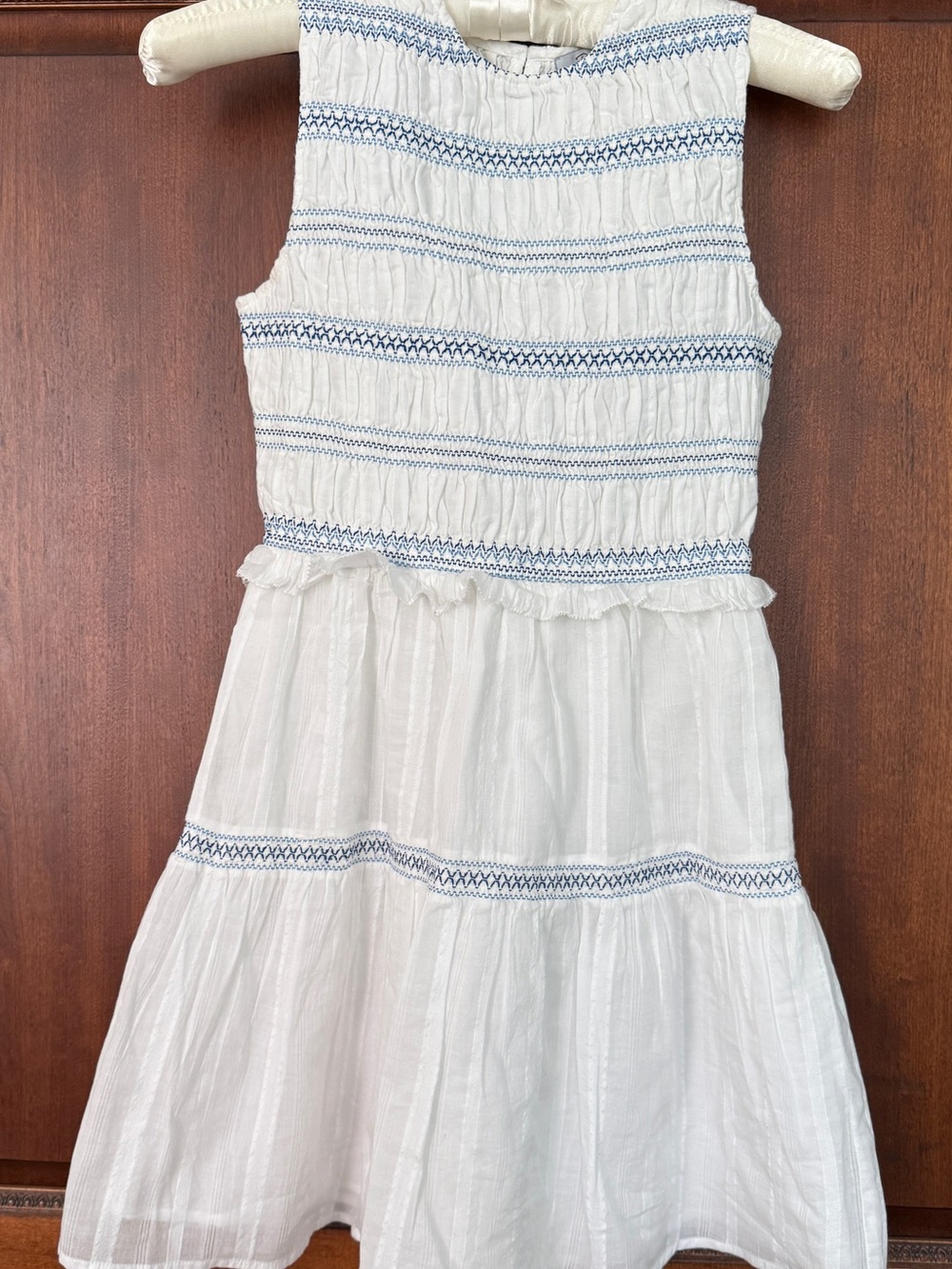 Rails Elia White Dress with Blue Embroidery